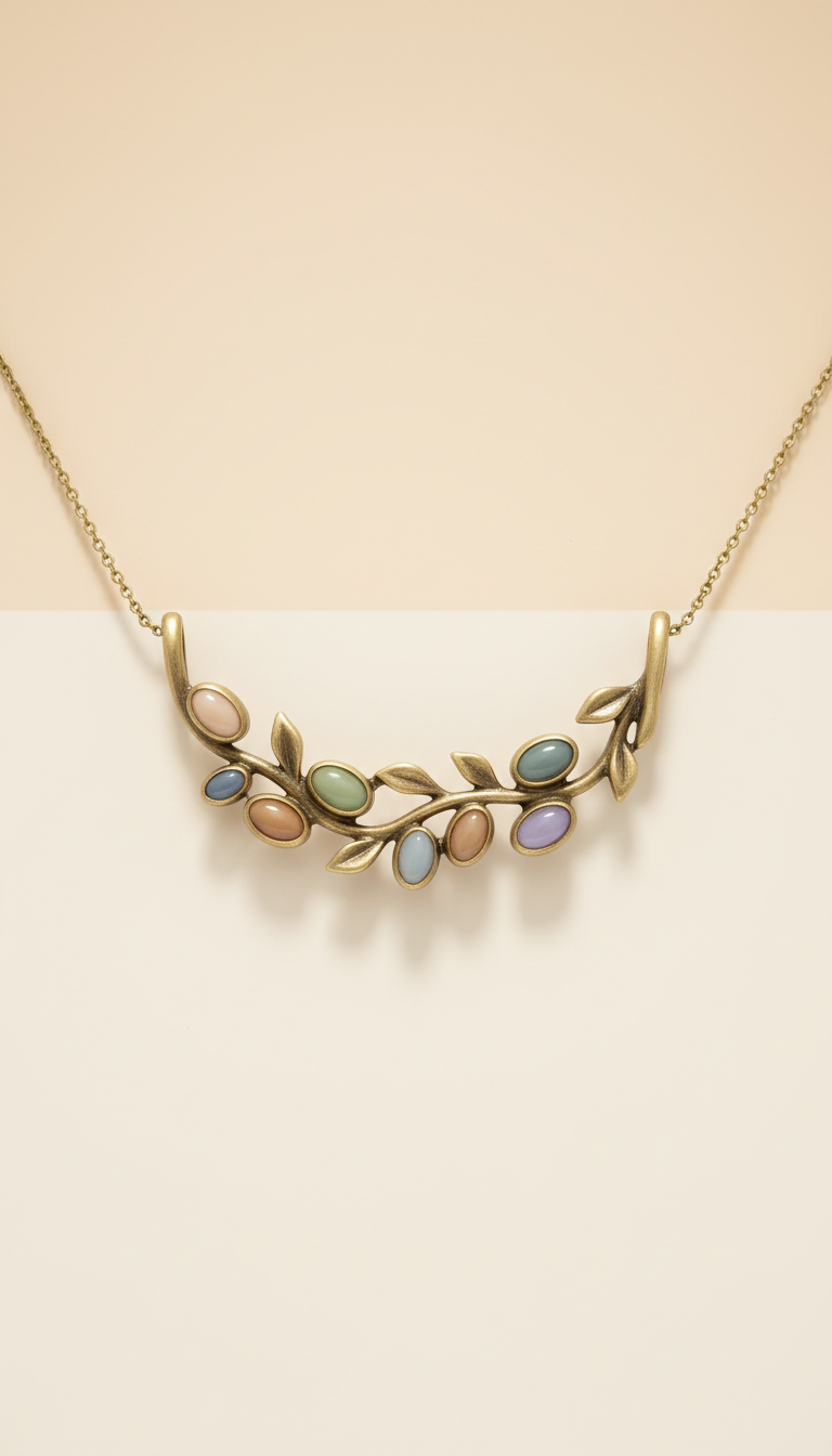 Botanical curved pendant necklace
