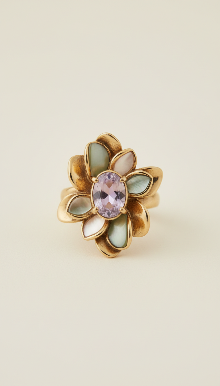 Petal contour statement ring
