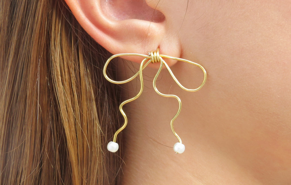 Pearled Bow Earrings